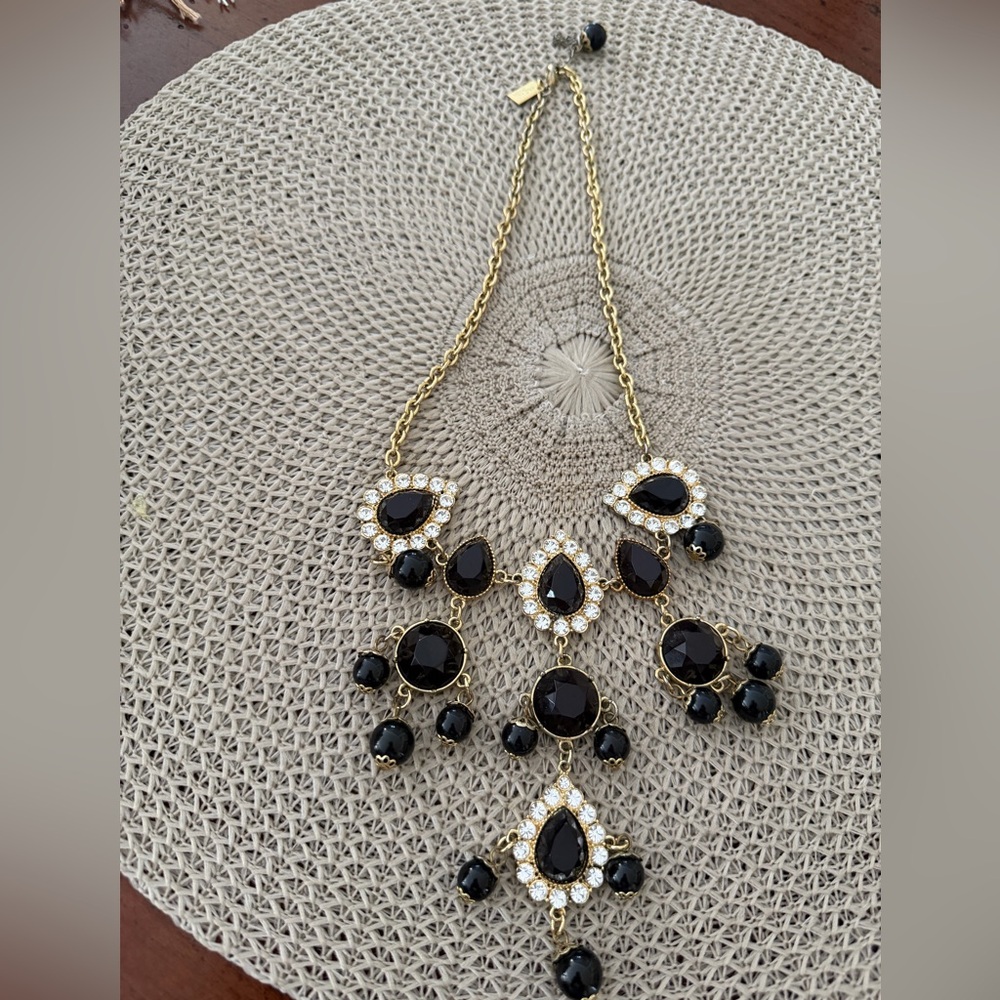 Lilly Pulitzer Elegant Black and Gold Statement Necklace
